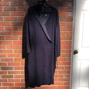 Marc New York Navy Textured Knit faux wrap with silver tread size 2x